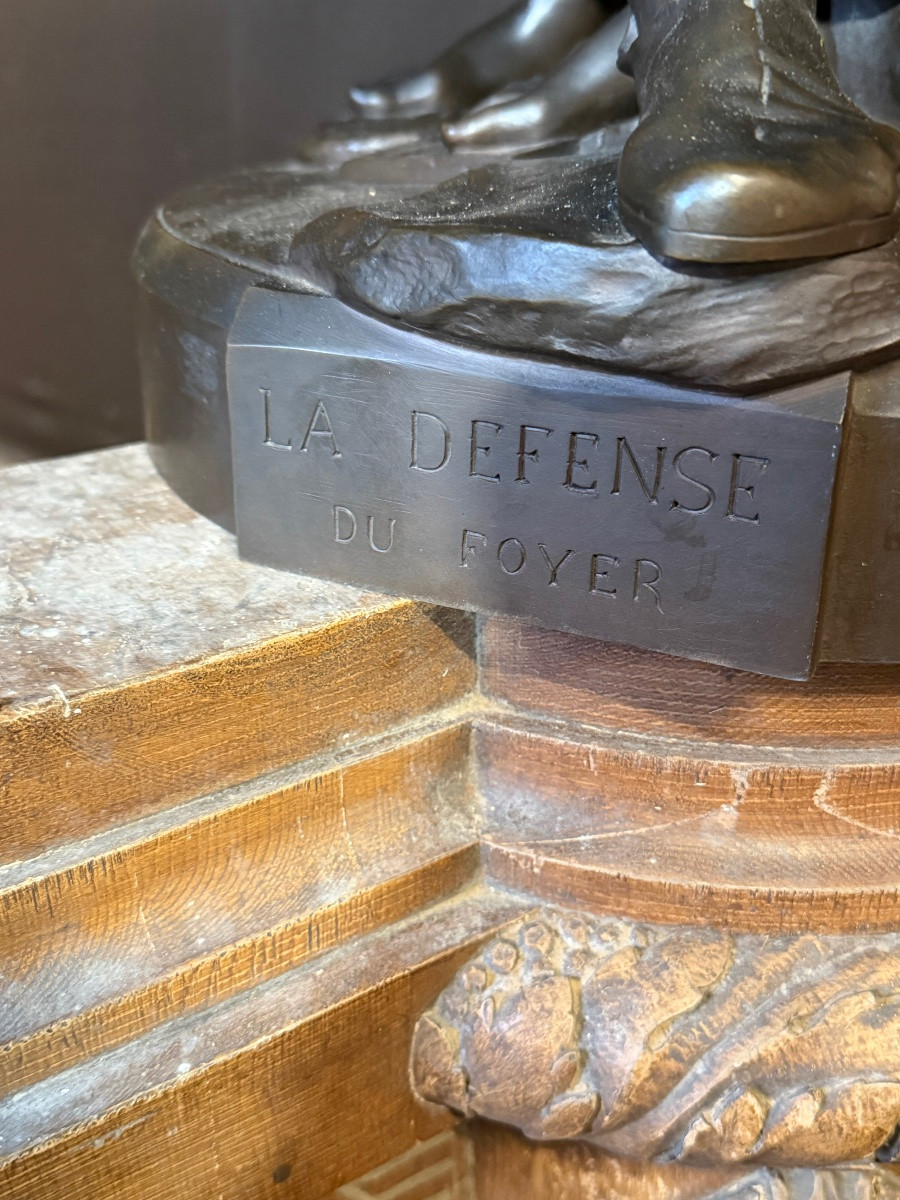 Émile Boisseau (1842-1923). Important bronze la défense du foyer ht ;87 cm-photo-4