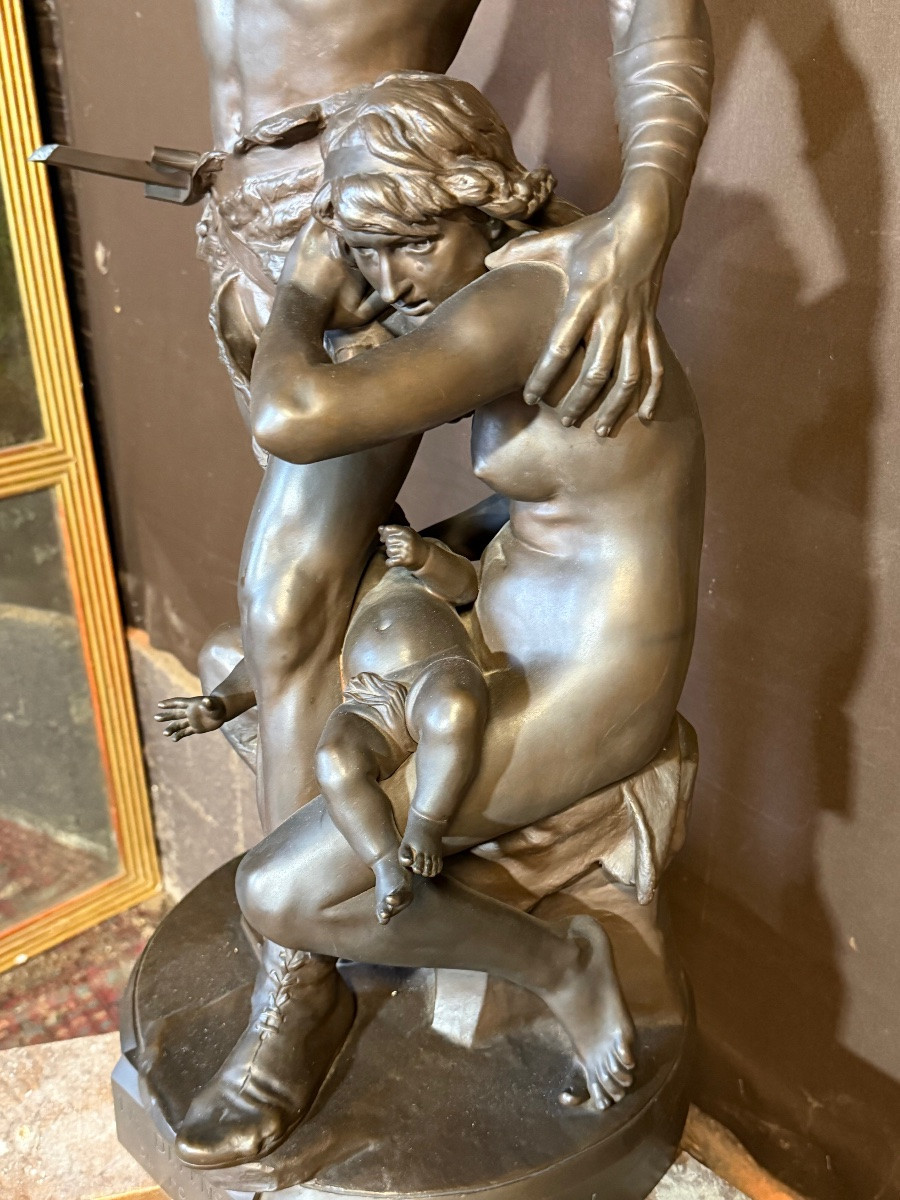 Émile Boisseau (1842-1923). Important bronze la défense du foyer ht ;87 cm-photo-1