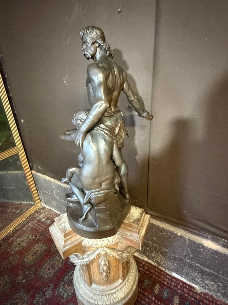Émile Boisseau (1842-1923). Important bronze la défense du foyer ht ;87 cm-photo-2