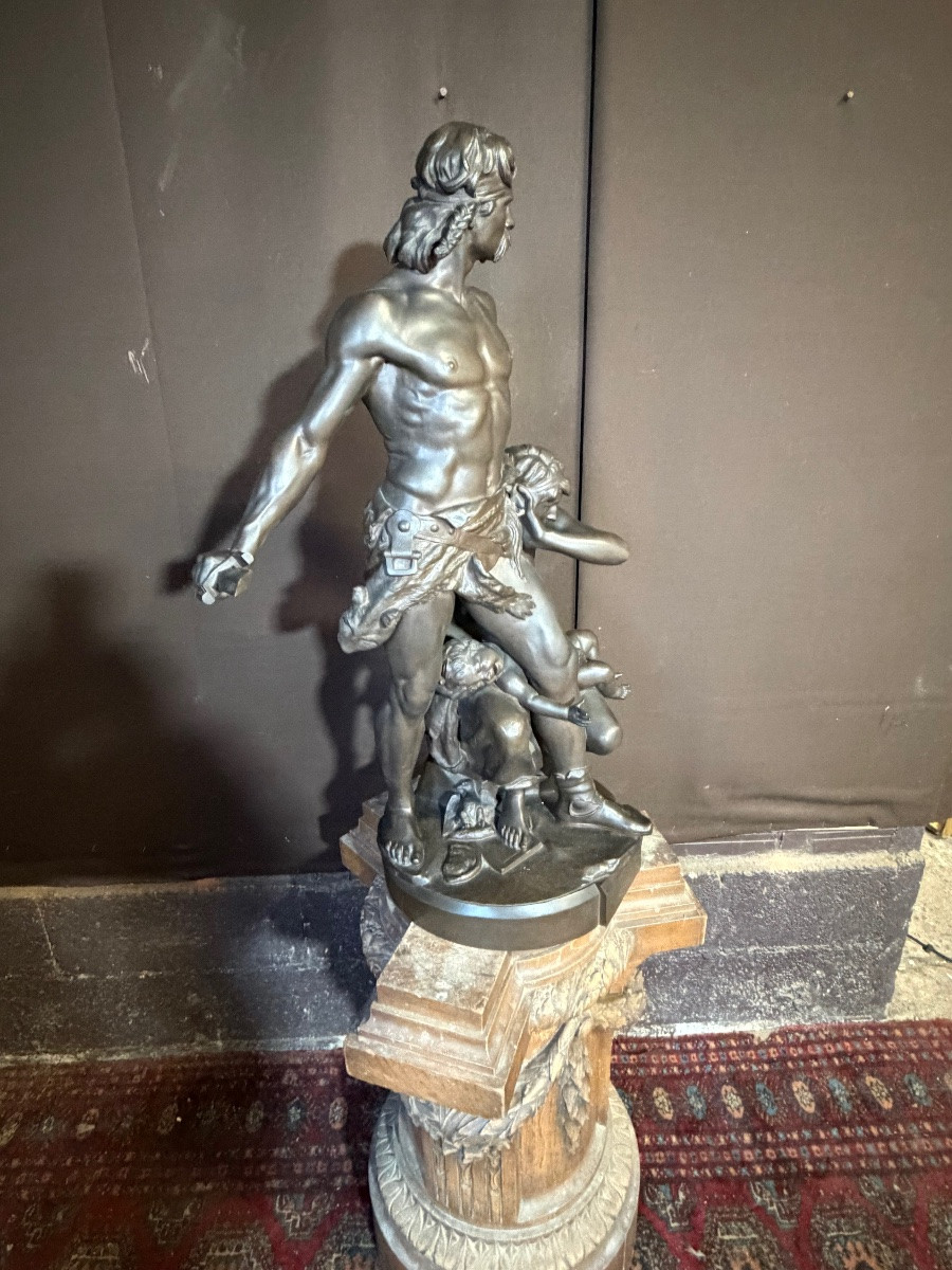 Émile Boisseau (1842-1923). Important bronze la défense du foyer ht ;87 cm-photo-5
