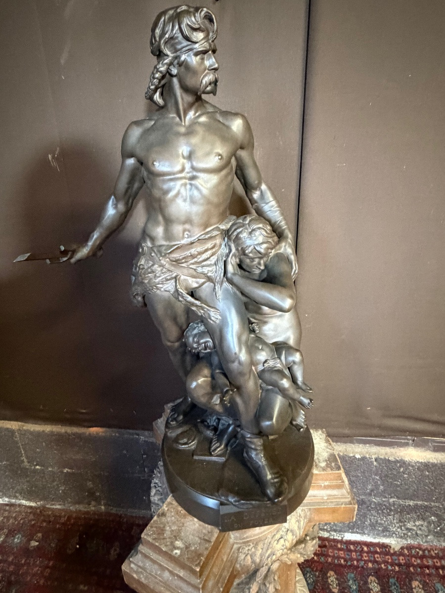 Émile Boisseau (1842-1923). Important bronze la défense du foyer ht ;87 cm-photo-6