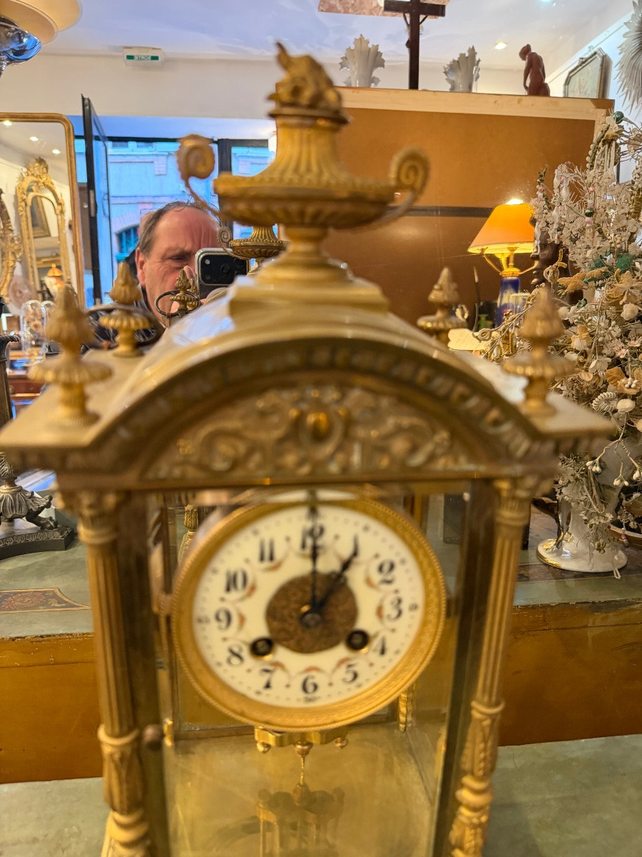 19th Century Gilt Bronze Cage Clock -photo-2