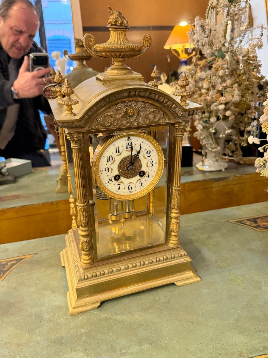 19th Century Gilt Bronze Cage Clock -photo-3