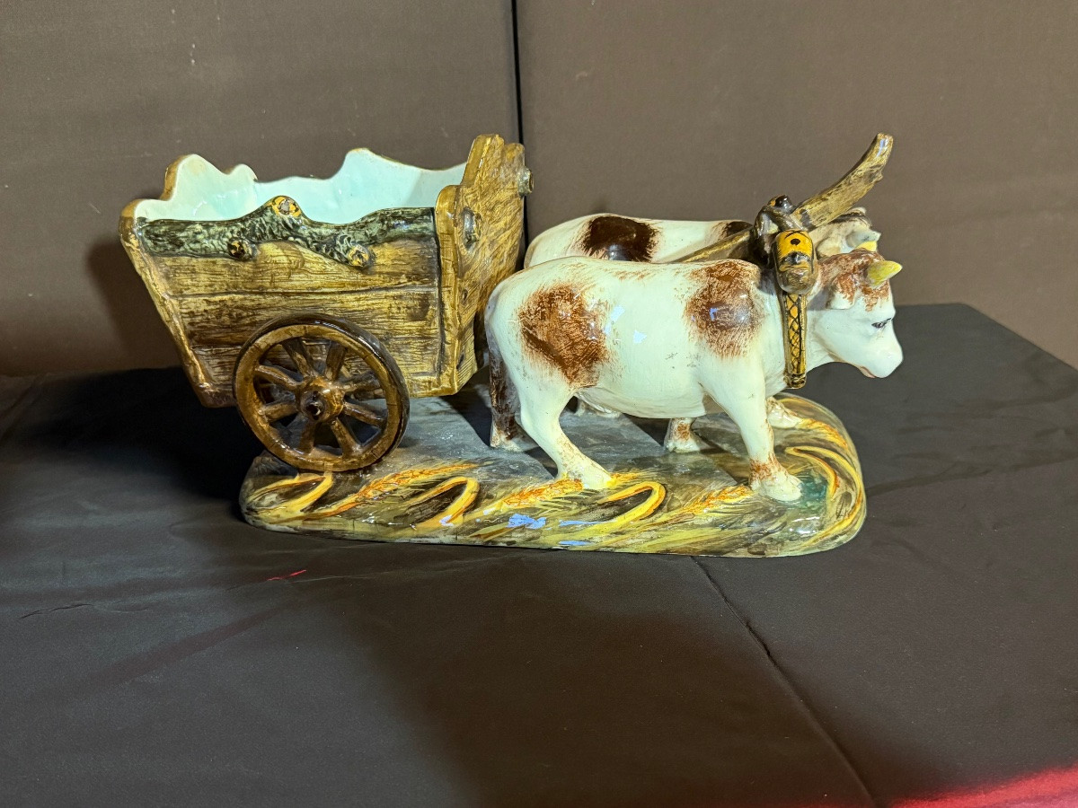 Jean Massier Cart Pulled By Oxen In Slipware -photo-2