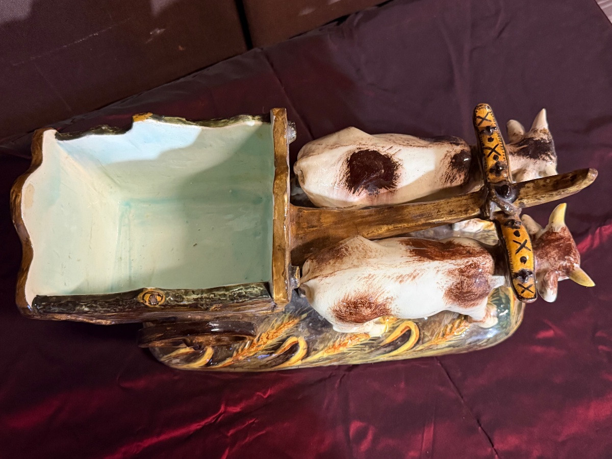 Jean Massier Cart Pulled By Oxen In Slipware -photo-3