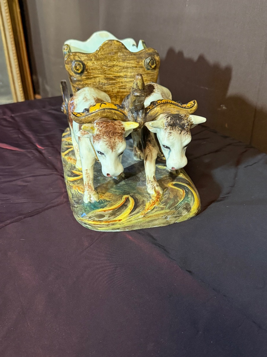 Jean Massier Cart Pulled By Oxen In Slipware -photo-4