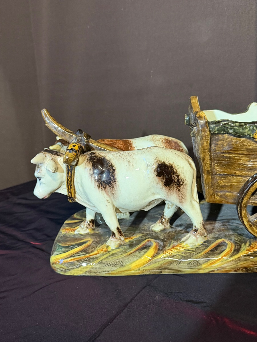 Jean Massier Cart Pulled By Oxen In Slipware -photo-3