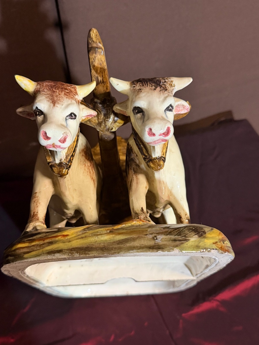 Jean Massier Cart Pulled By Oxen In Slipware -photo-6