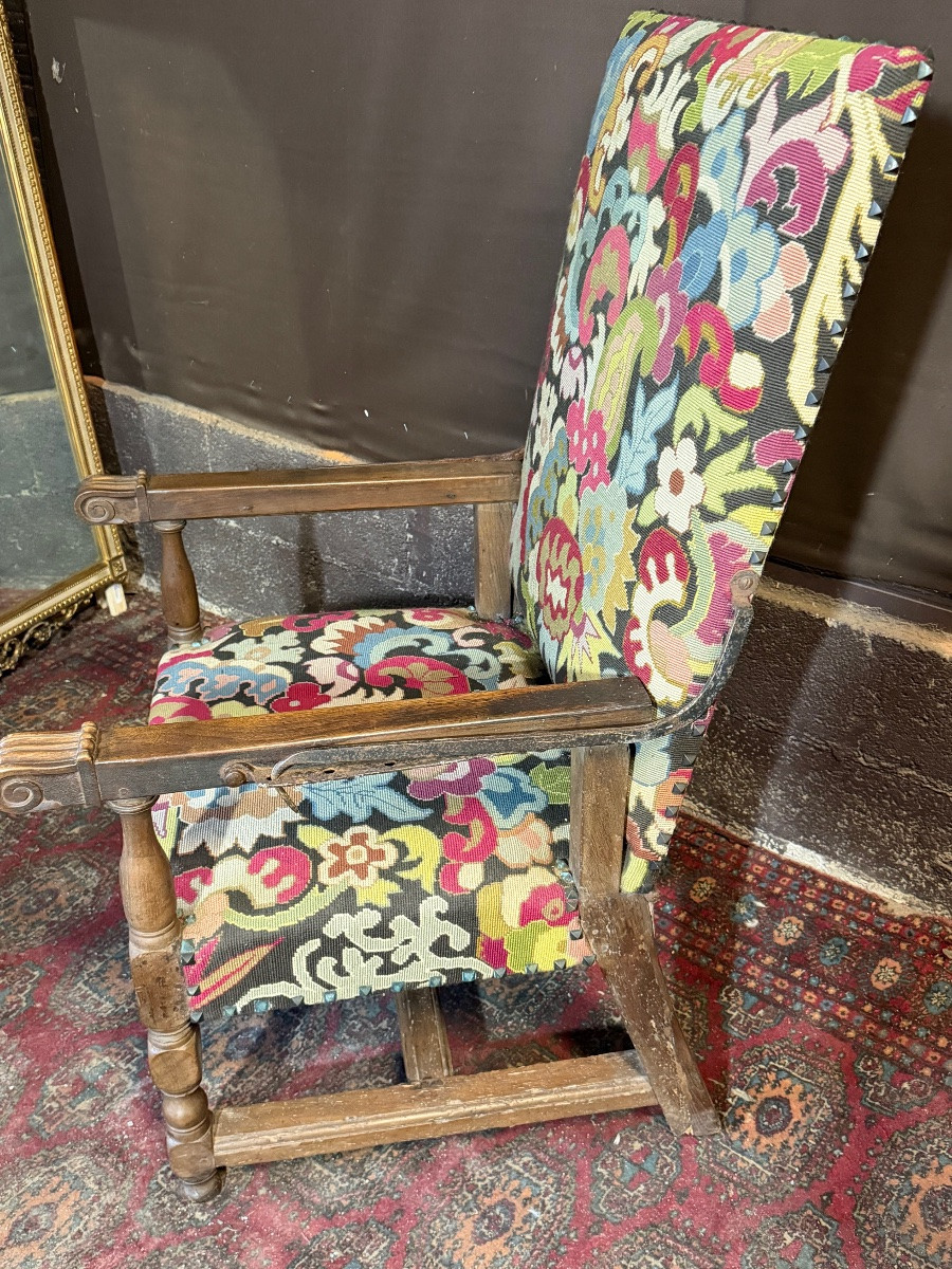 Fauteuil Louis XIII à crémaillère -photo-3