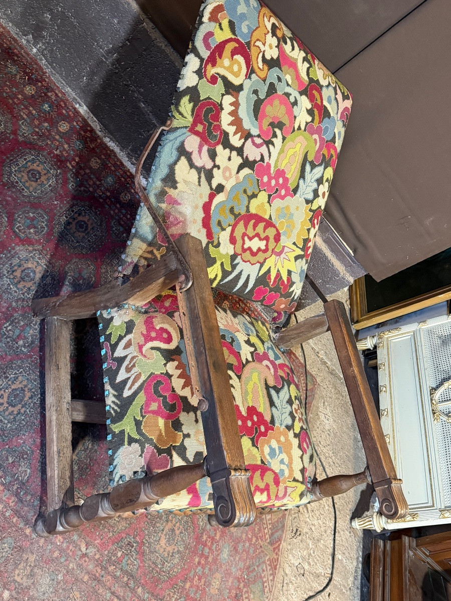 Fauteuil Louis XIII à crémaillère -photo-1