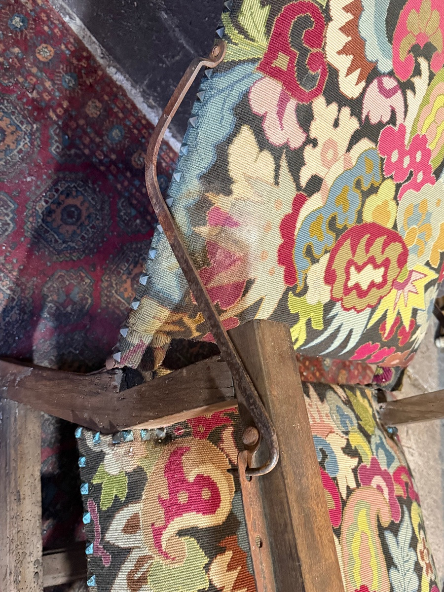 Fauteuil Louis XIII à crémaillère -photo-2