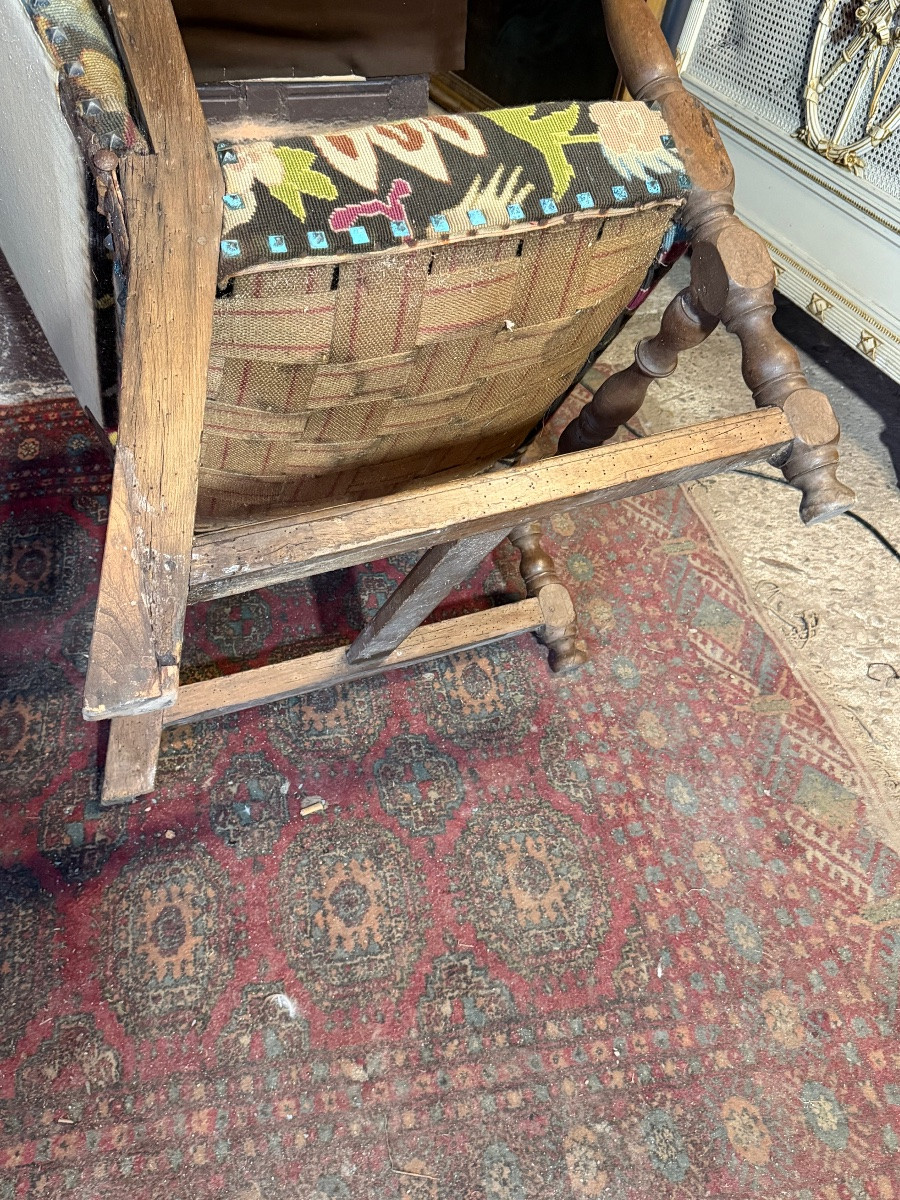 Fauteuil Louis XIII à crémaillère -photo-4