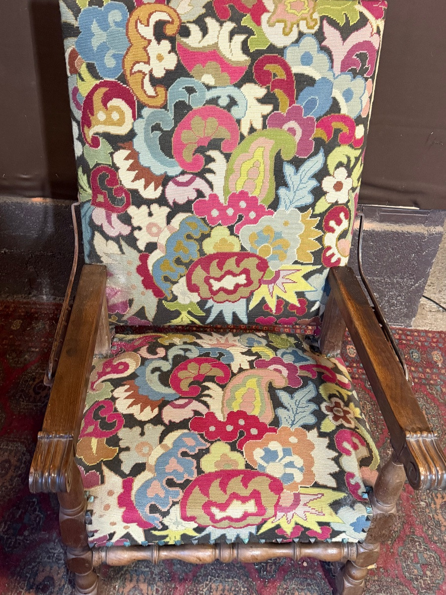 Fauteuil Louis XIII à crémaillère -photo-6