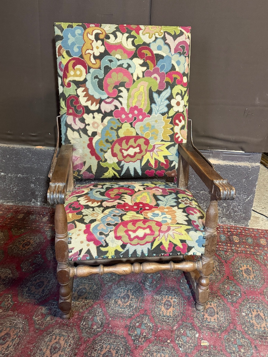 Fauteuil Louis XIII à crémaillère 