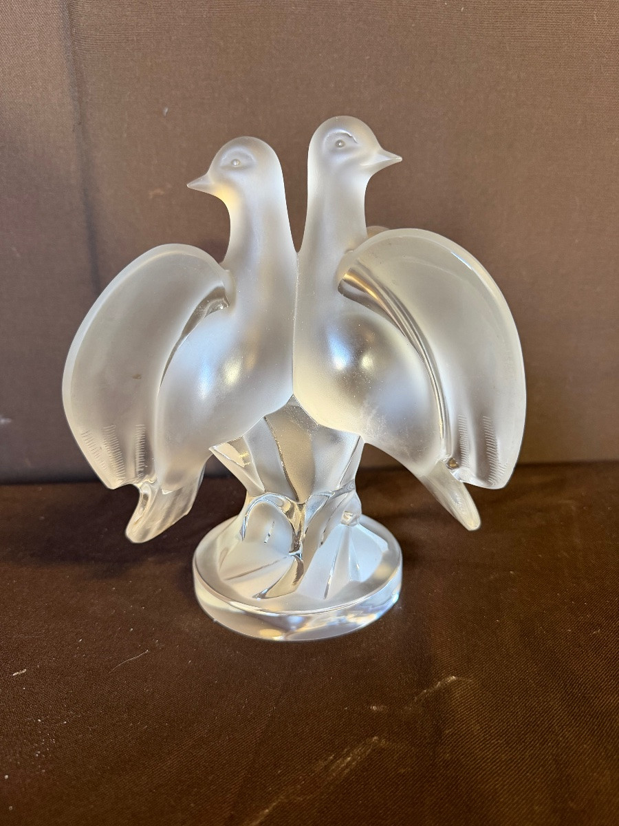 Couple de colombes de Lalique France -photo-3