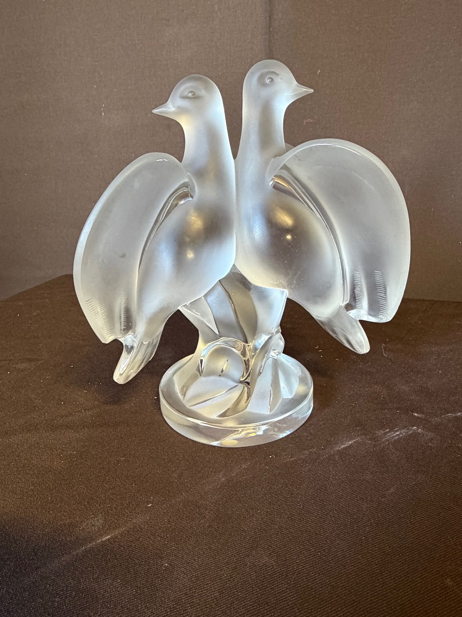 Couple de colombes de Lalique France -photo-2