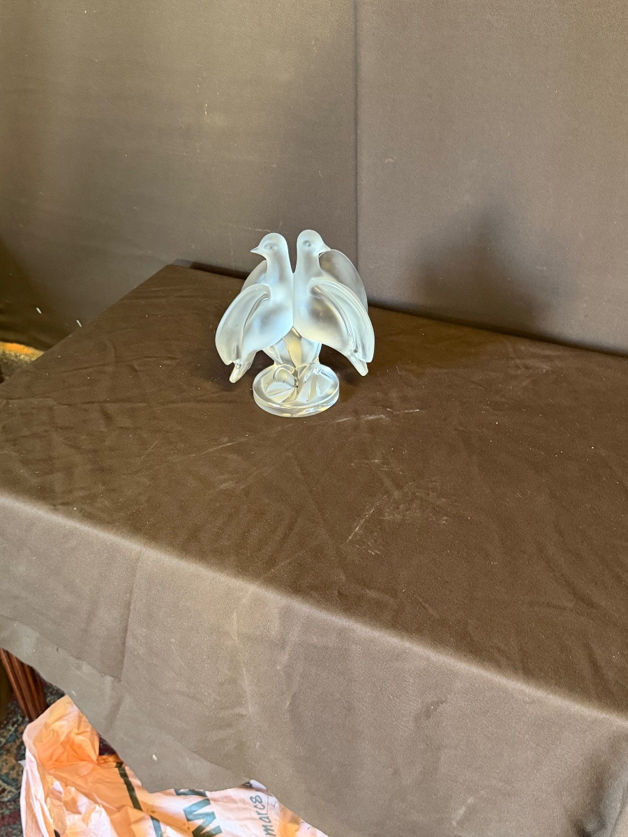 Couple de colombes de Lalique France -photo-3