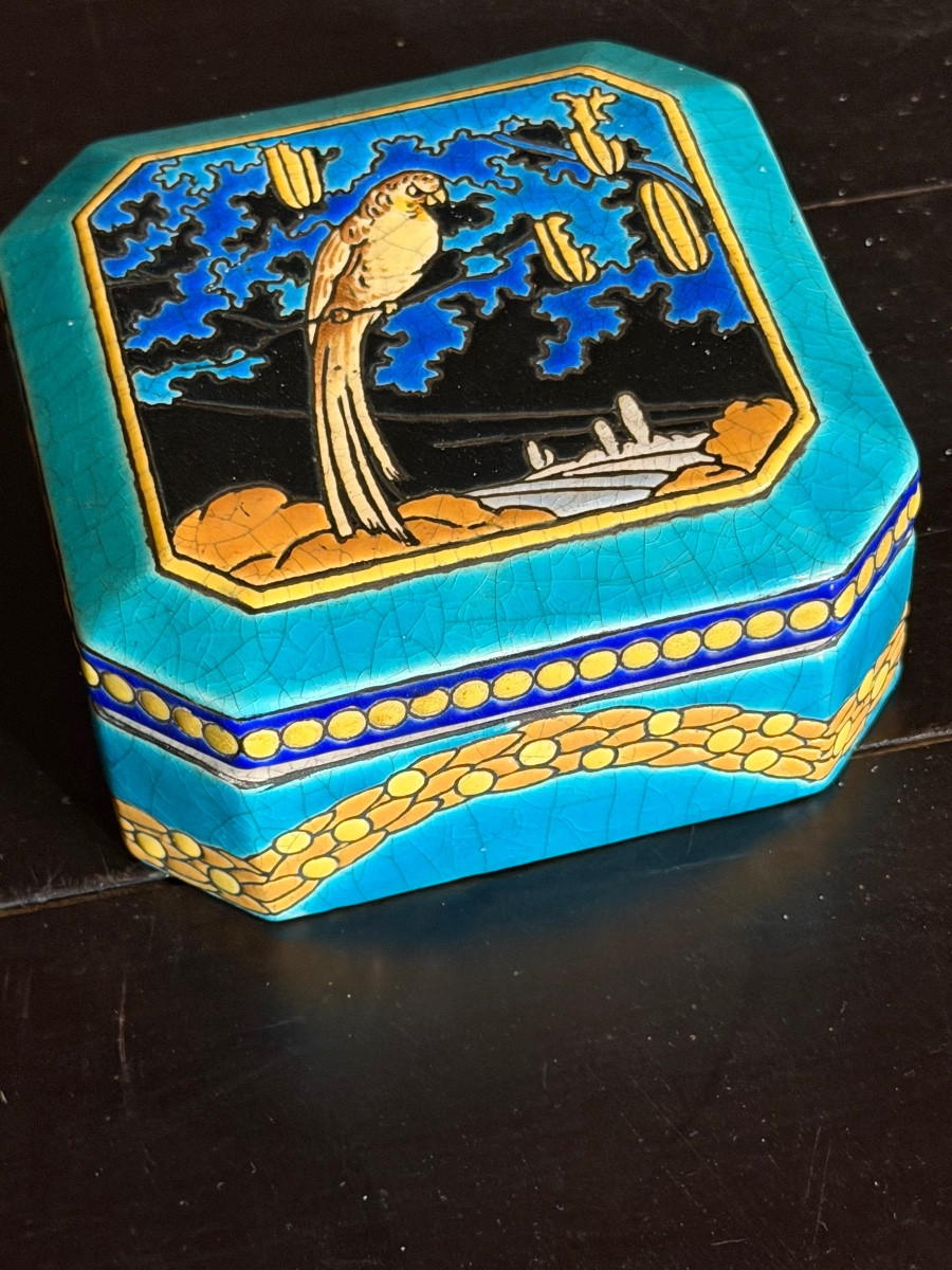 Boîte art déco en émaux de longwy -photo-3