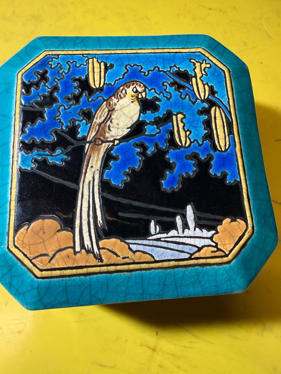 Boîte art déco en émaux de longwy -photo-5