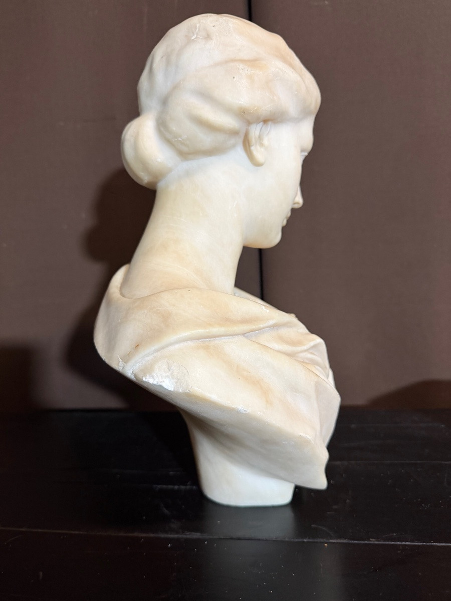 Buste de jeune fille en albâtre -photo-4