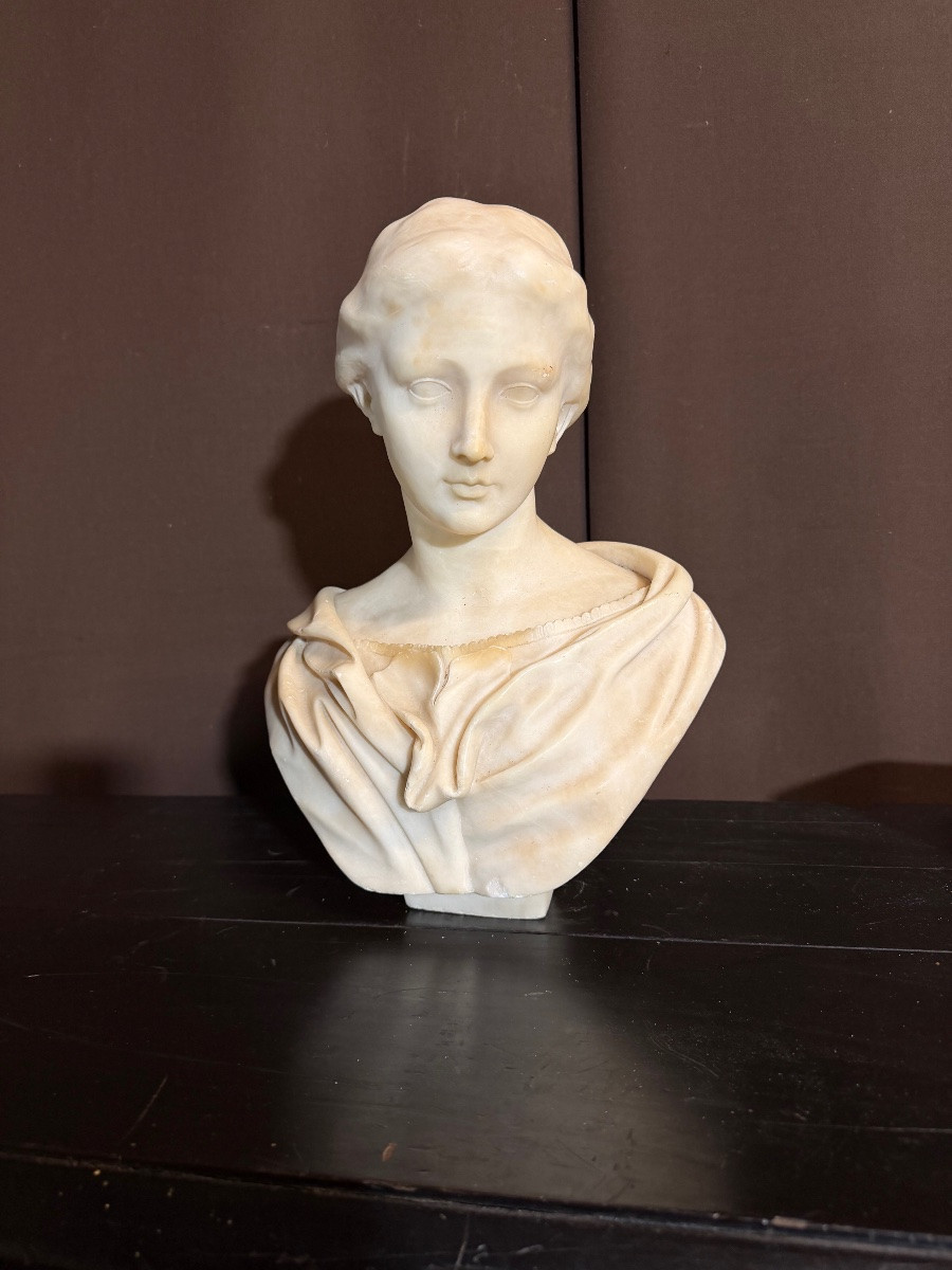 Buste de jeune fille en albâtre -photo-3