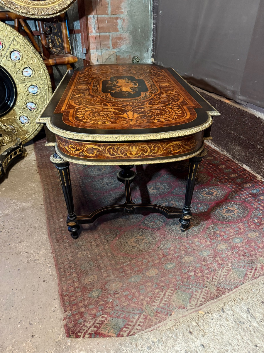 Table de salon en marqueterie de style Louis XVI -photo-2