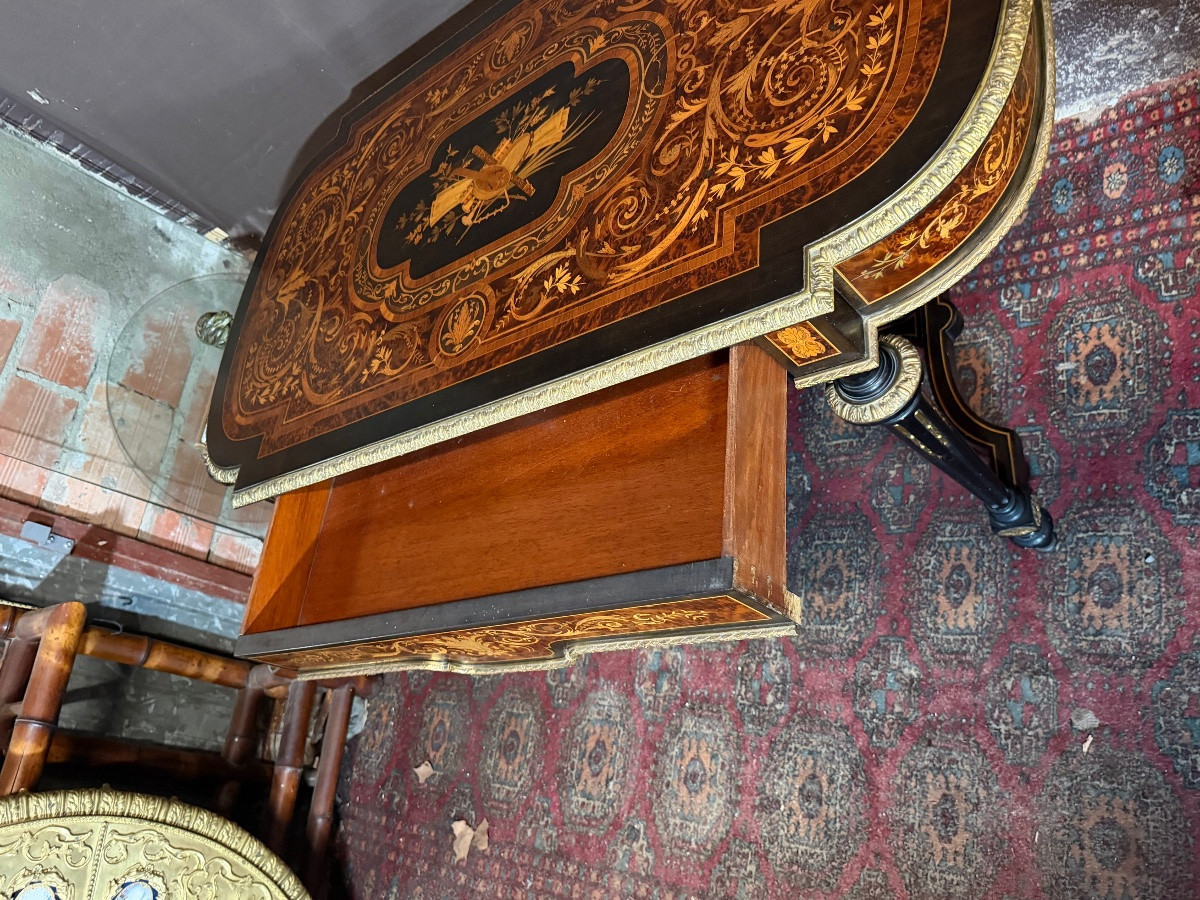 Table de salon en marqueterie de style Louis XVI -photo-5