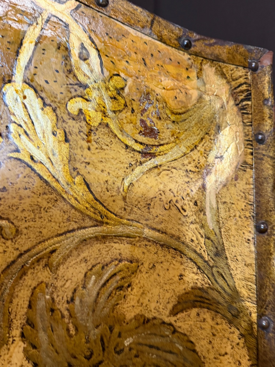 Paravent en cuir de cordou XIXe -photo-2