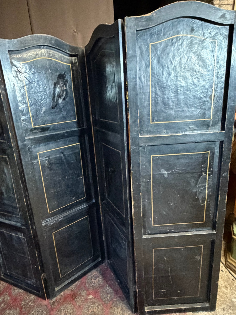 Paravent en cuir de cordou XIXe -photo-6