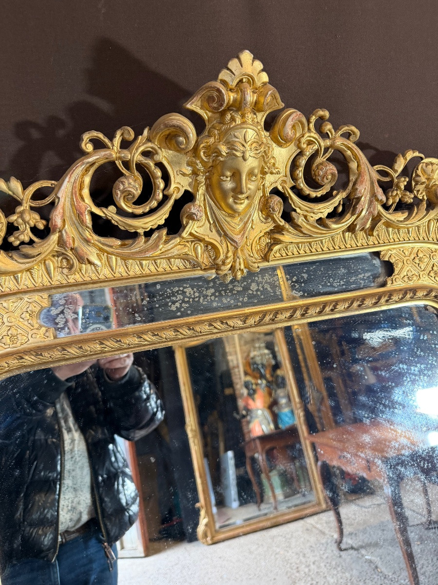 19th Century Gilded Wood Mirror -photo-3