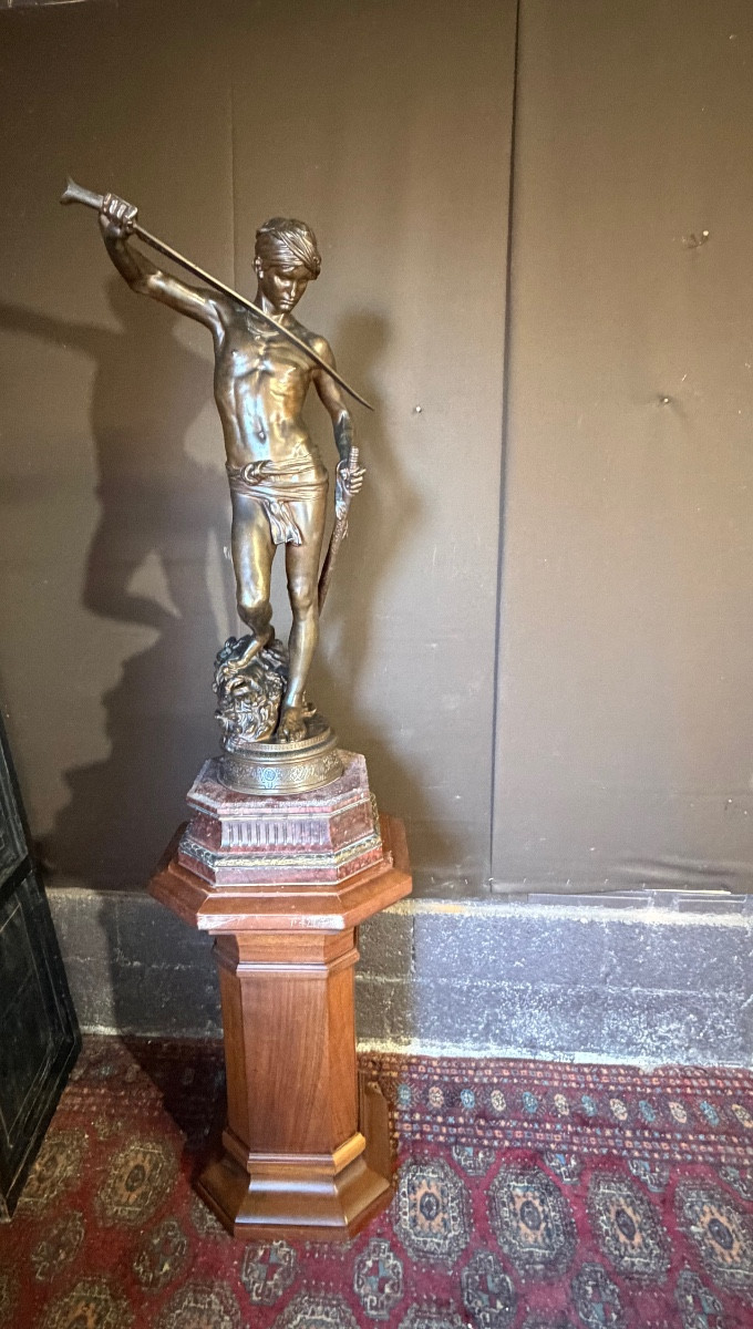 Antonin Mercié (1845-1916) David Slaying Goliath. Height: 105cm