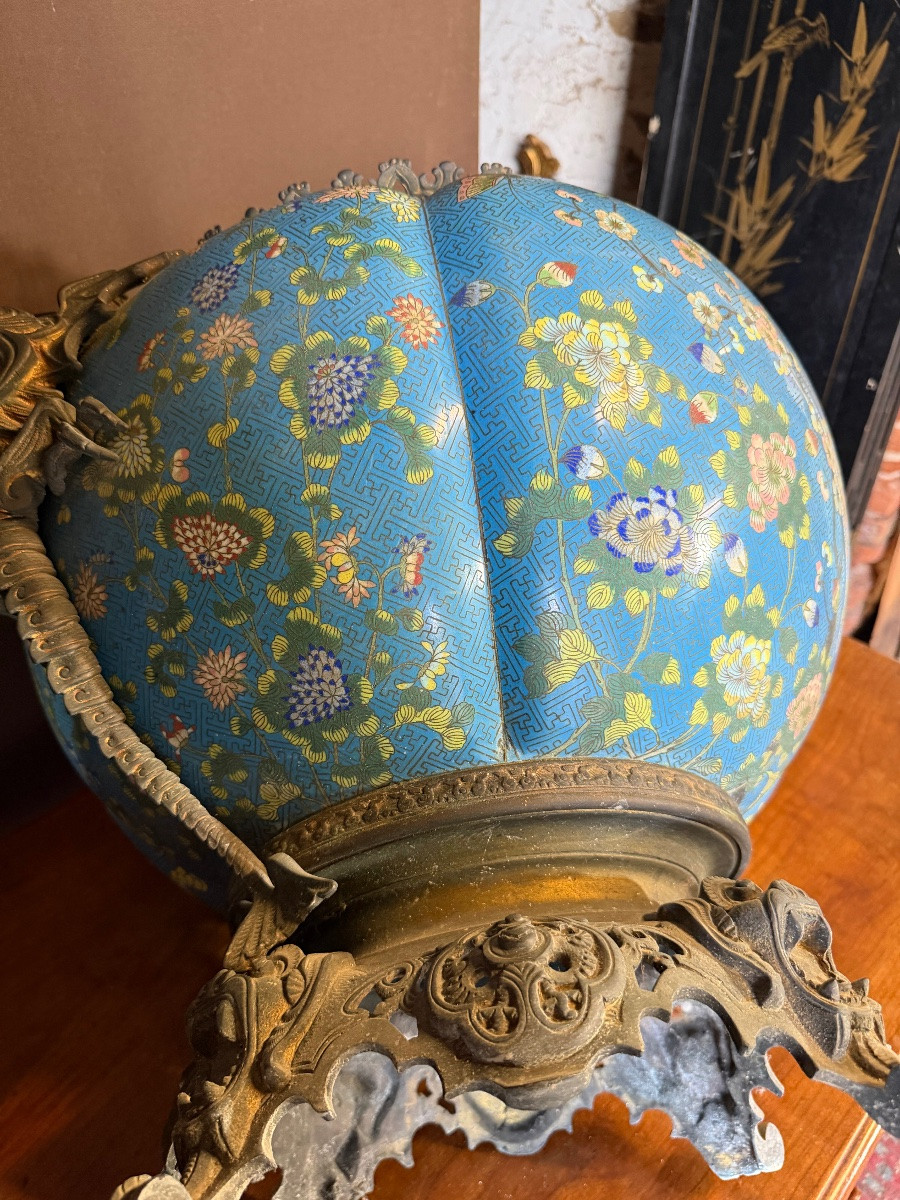 Important cache pas en bronze cloisonné -photo-3