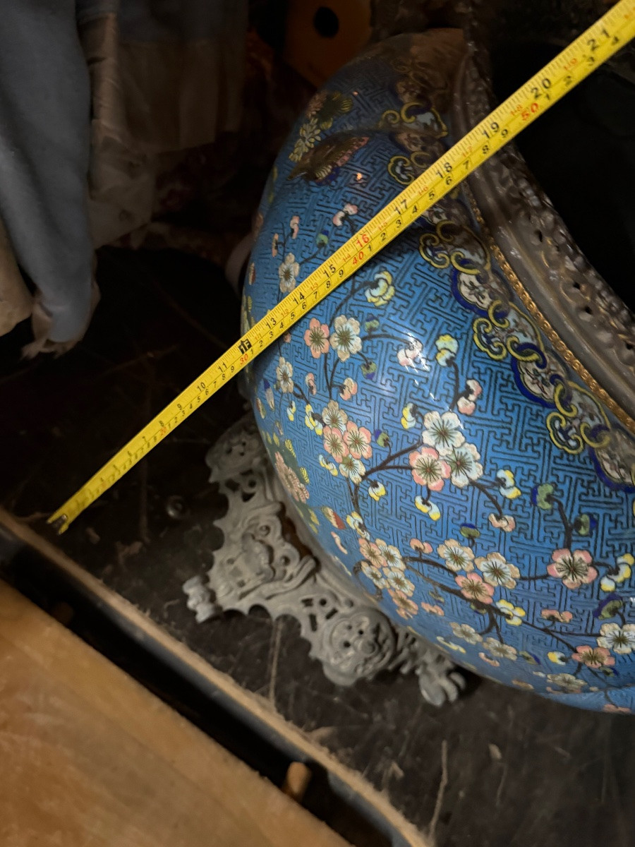 Important cache pas en bronze cloisonné -photo-7