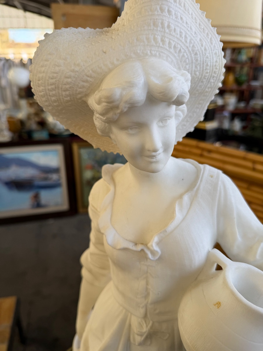 E. Tell. For Frédéric Goldscheider. Alabaster Water Carrier -photo-2