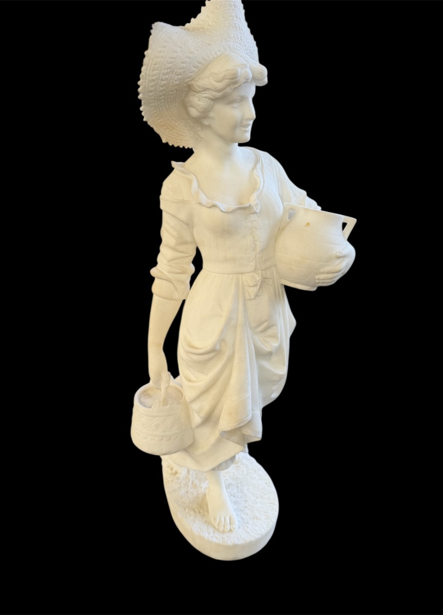 E. Tell. For Frédéric Goldscheider. Alabaster Water Carrier 