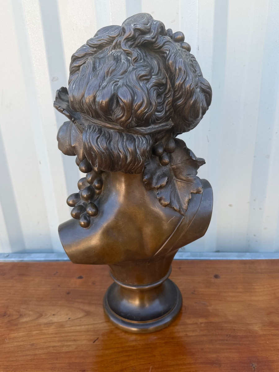 Joseph Charles De Blezer (1828-1884) Bronze Bust Of Bacchanalia -photo-2