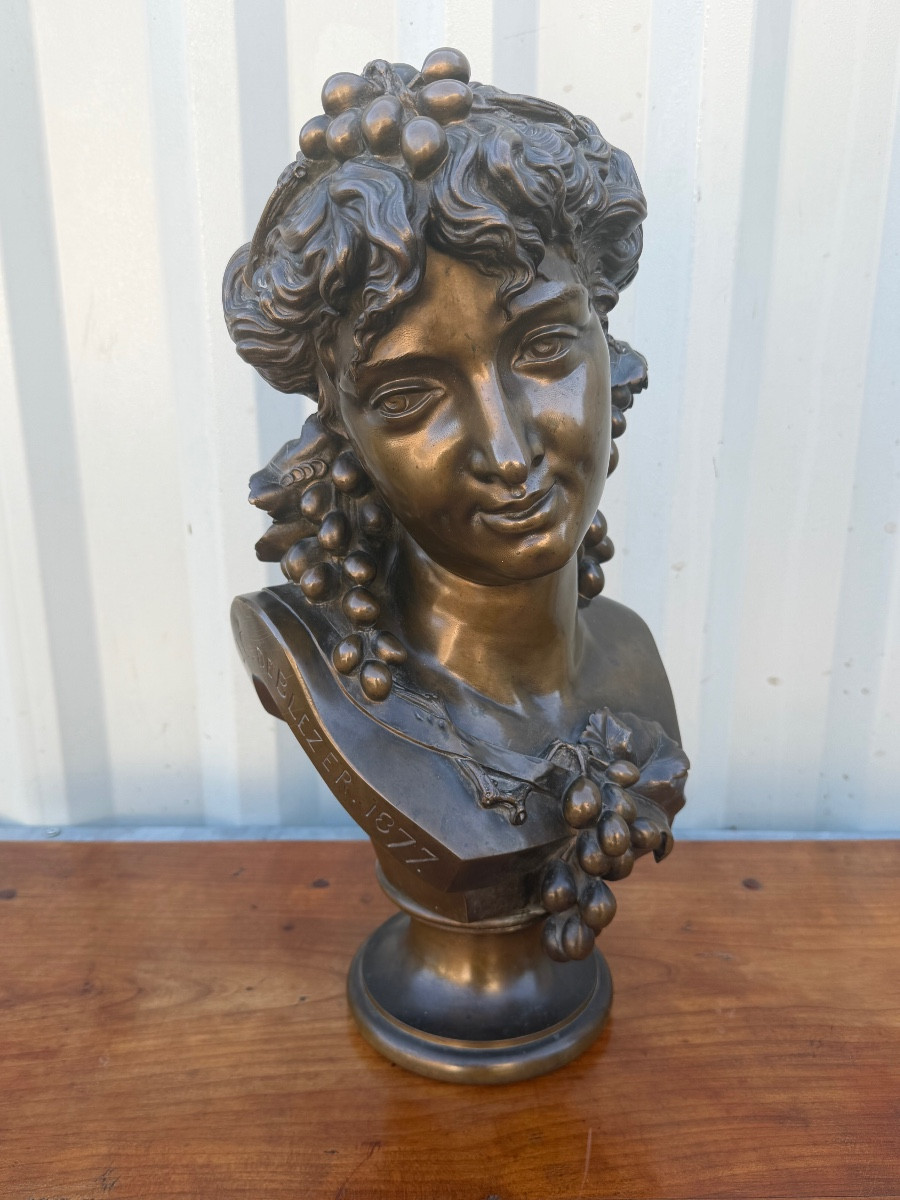 Joseph Charles De Blezer (1828-1884) Bronze Bust Of Bacchanalia 