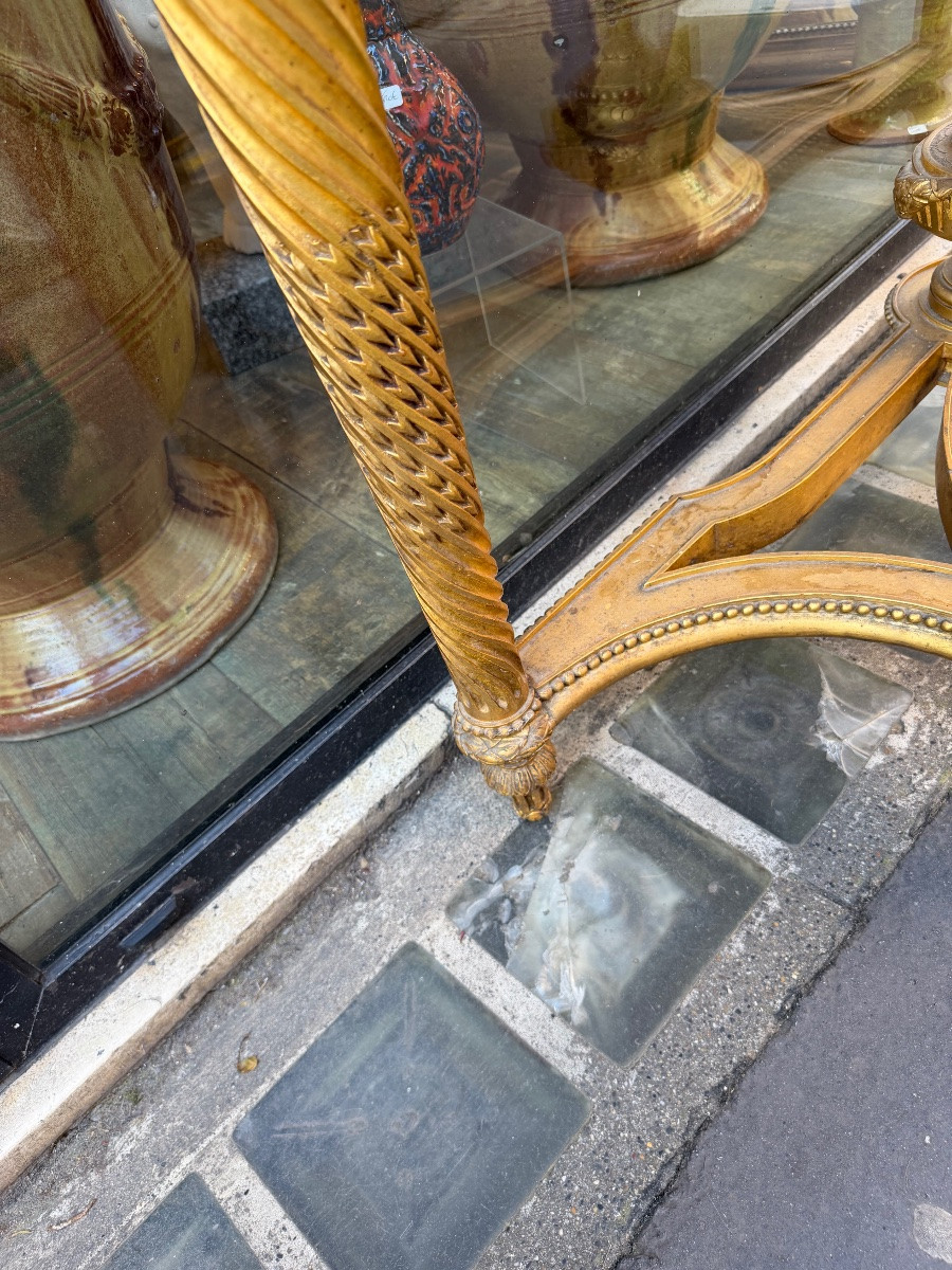 Console demi lune en bois doré de style Louis XVI -photo-3
