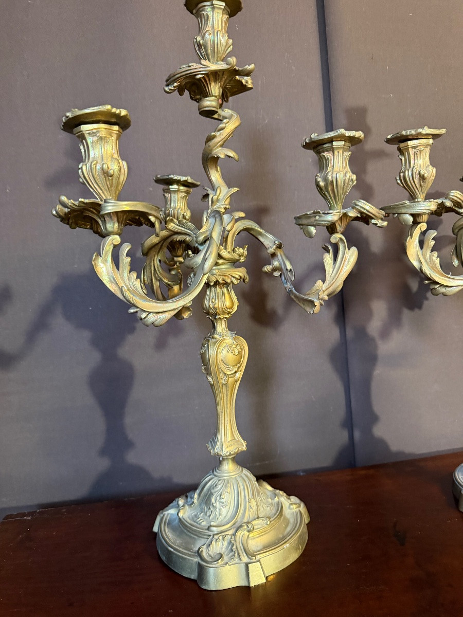 Pair Of Ormolu Candelabra In The Louis XV Style-photo-2