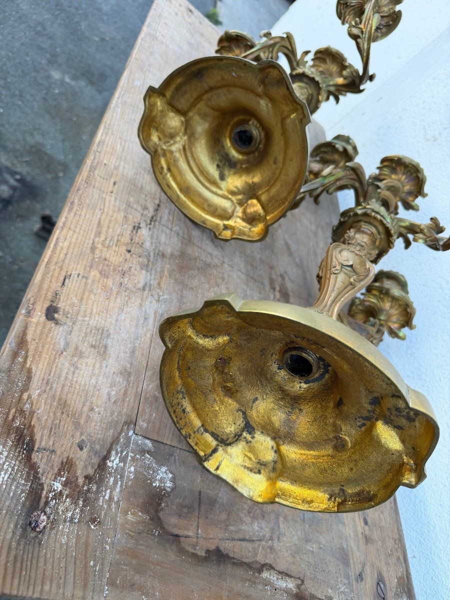 Pair Of Ormolu Candelabra In The Louis XV Style-photo-1