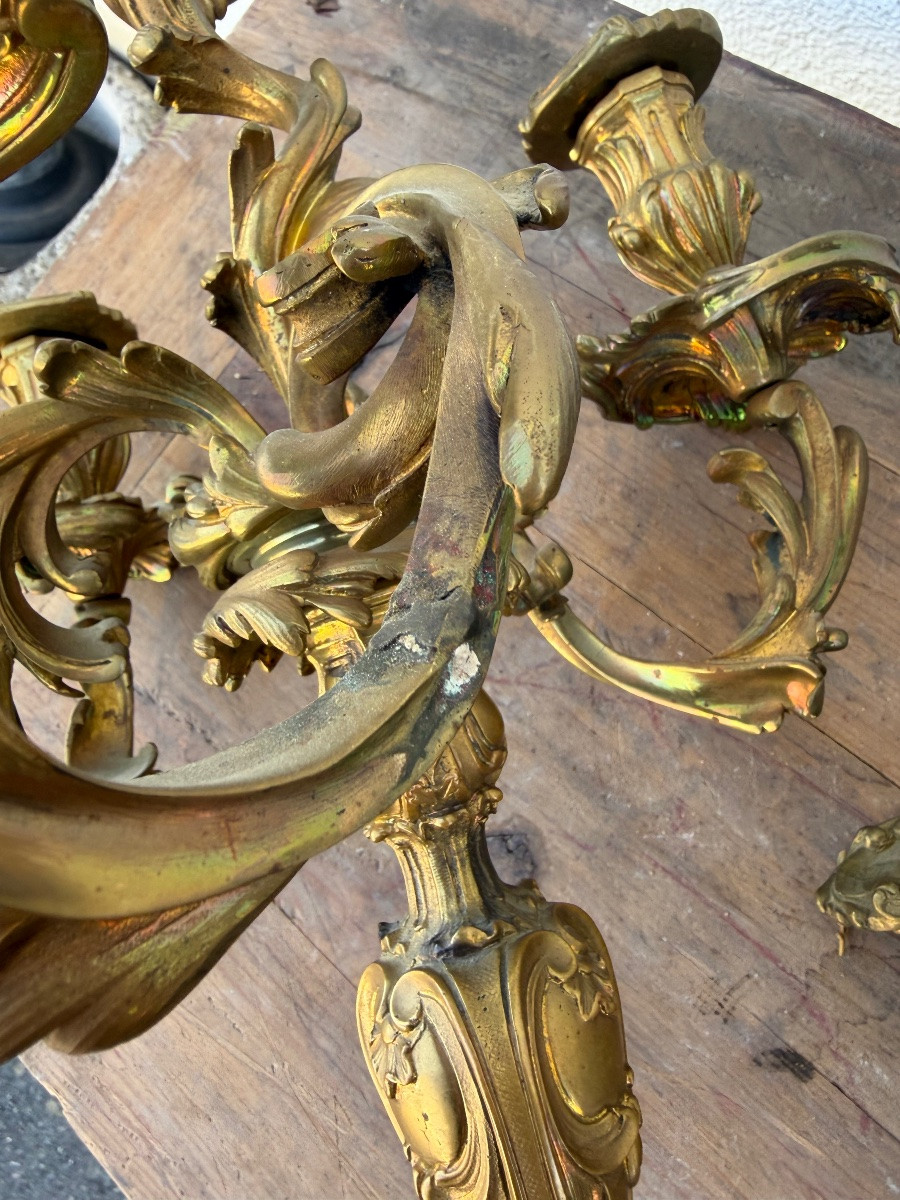 Pair Of Ormolu Candelabra In The Louis XV Style-photo-3