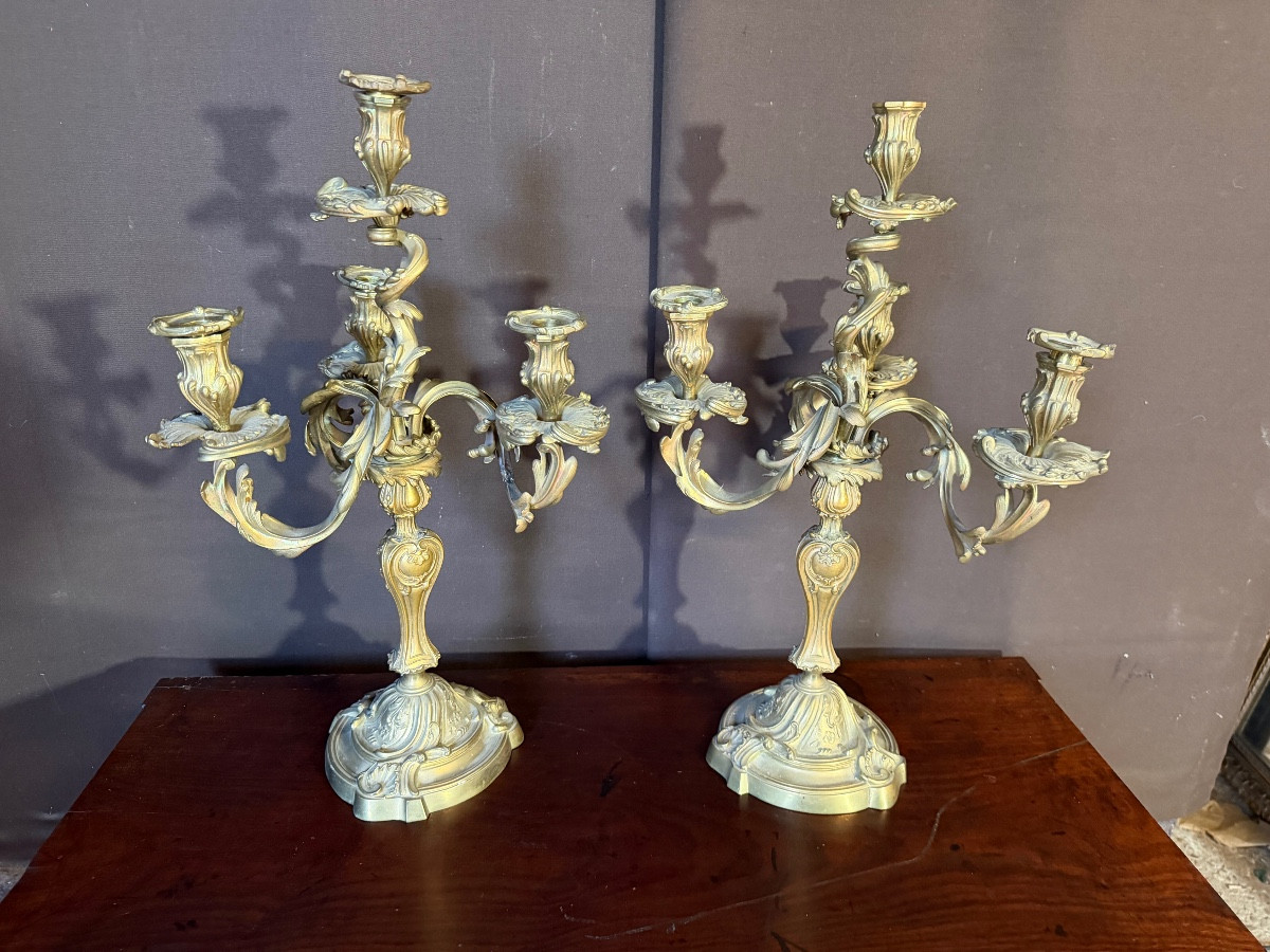 Pair Of Ormolu Candelabra In The Louis XV Style