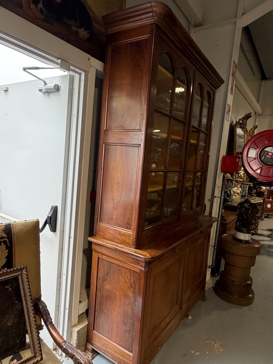 Louis Philippe Four-door Bookcase In Blond Walnut-photo-3
