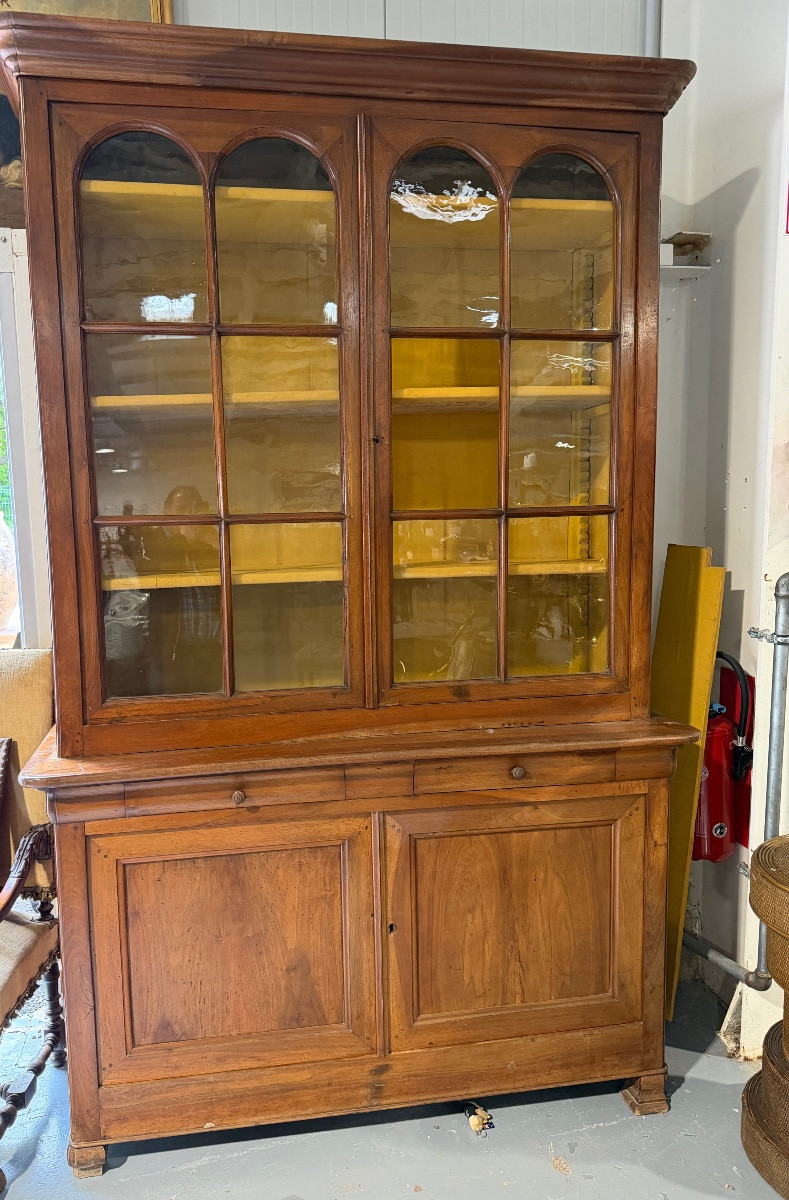 Louis Philippe Four-door Bookcase In Blond Walnut