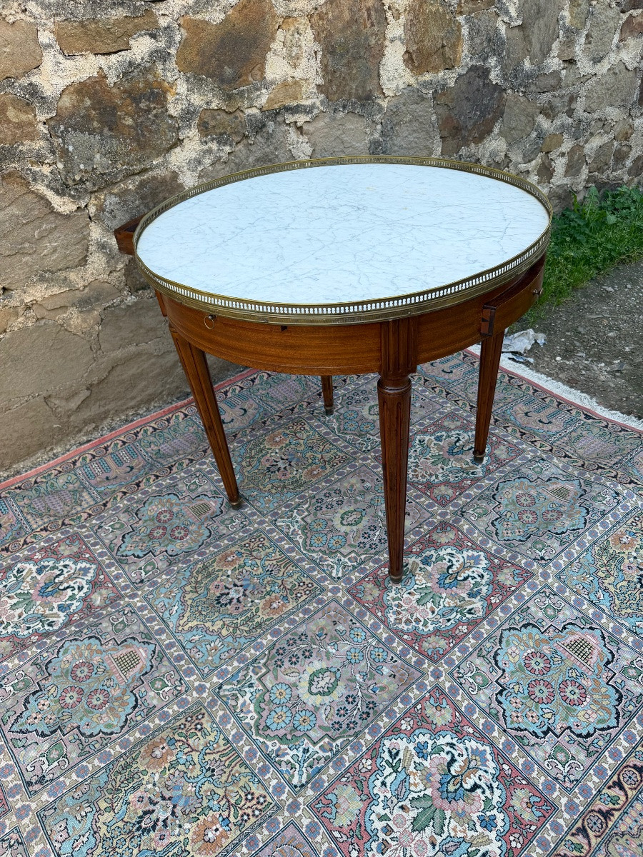 Importante table bouillotte de style Louis XVI diamètre 80 cm -photo-1