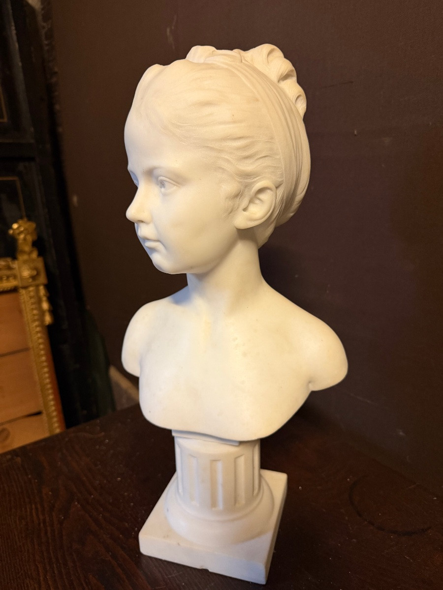 After Houdon, Marble Bust Of Louise Brongniart-photo-2