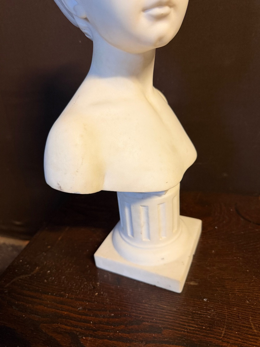 After Houdon, Marble Bust Of Louise Brongniart-photo-2