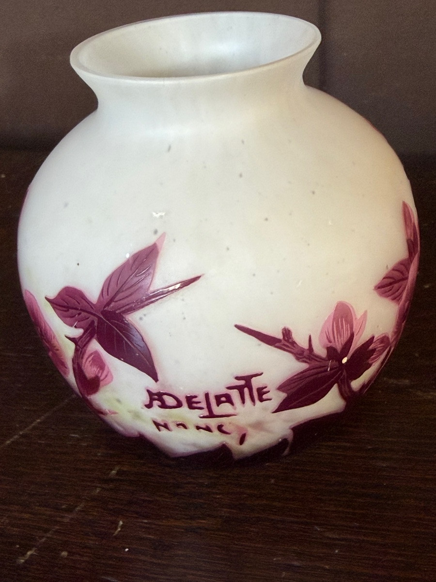 André Delatte Multi-layered Glass Vase With Floral Design-photo-1