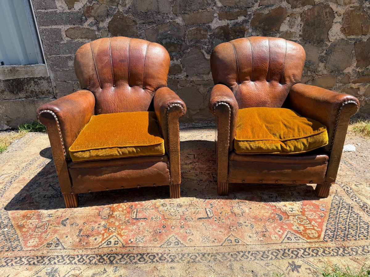Pair Of Art Deco Club Armchairs-photo-2