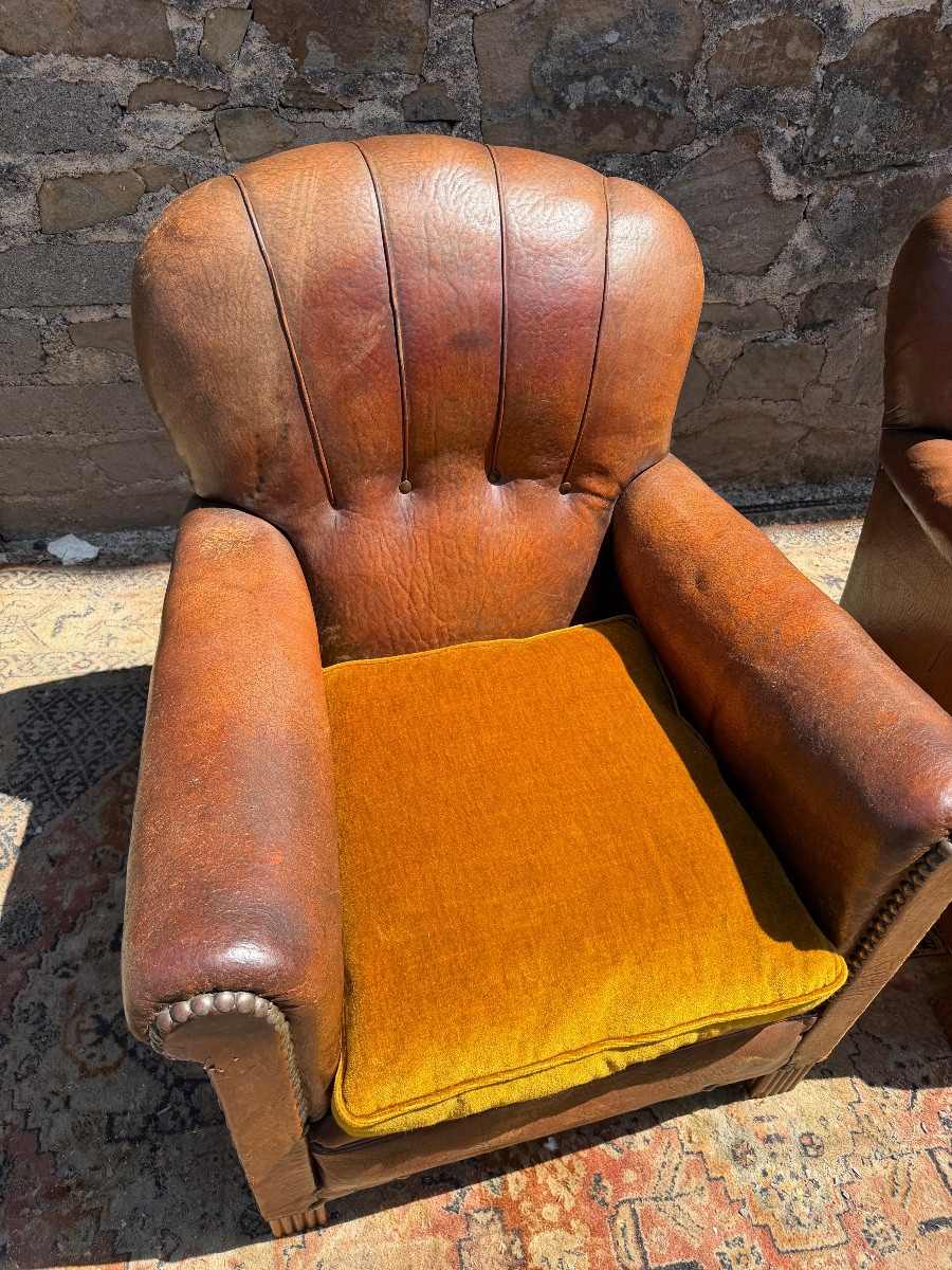 Pair Of Art Deco Club Armchairs-photo-3